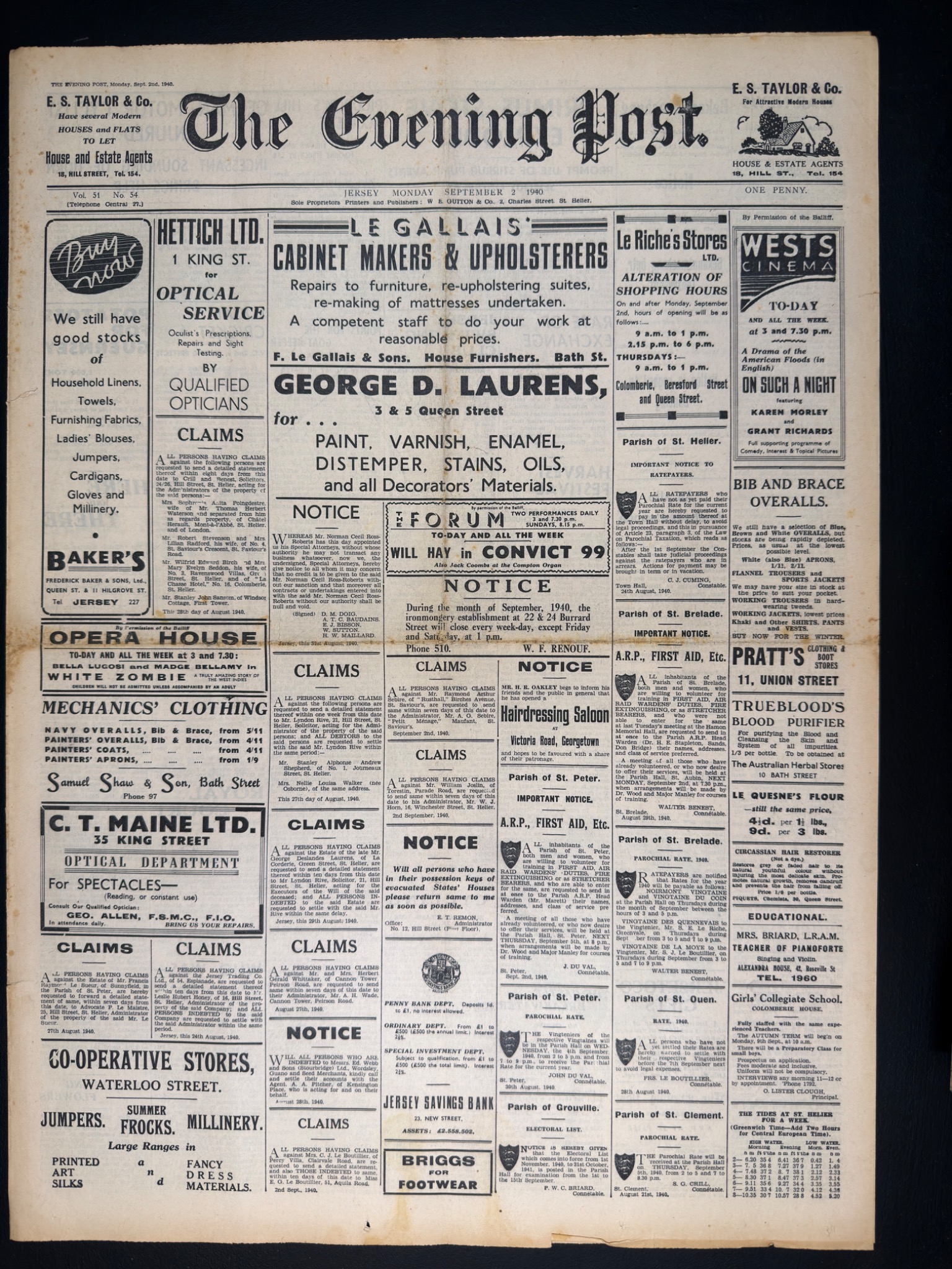 Jersey Evening Post September 1940